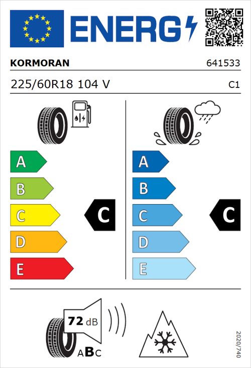 Tyre Label for Kormoran SUV Summer 225/60R18 104V