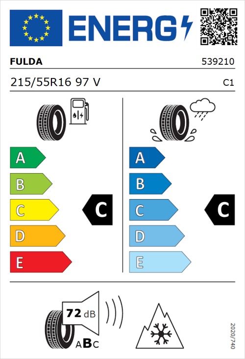Tyre Label for Fulda MultiControl 215/55R16 97V
