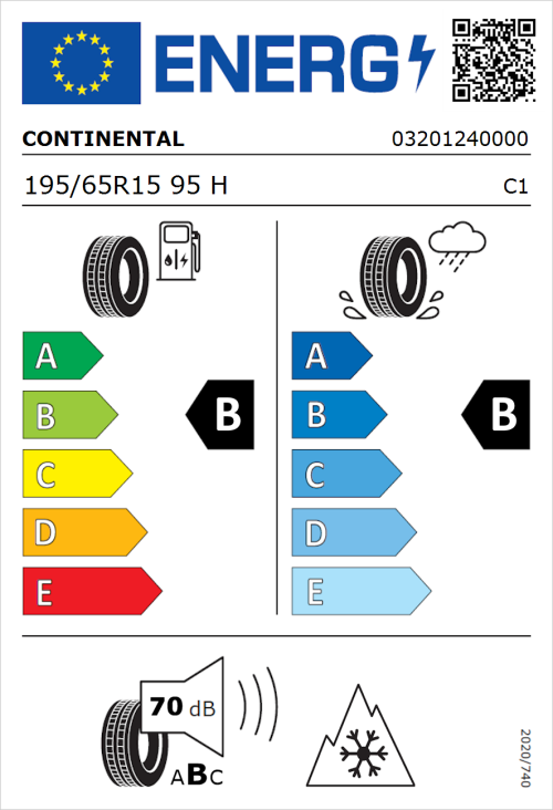 Tyre Label for Continental AllSeasonContact 2 195/65R15 95H